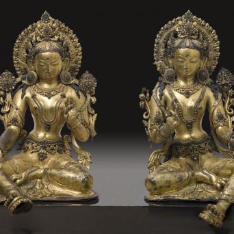 Two Taras 18th century Nepalese sculptures