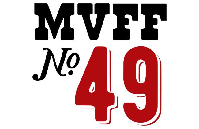 MVFF No. 49 logo — Mill Valley Film Festival 49th edition, bold black letters with large red numbers